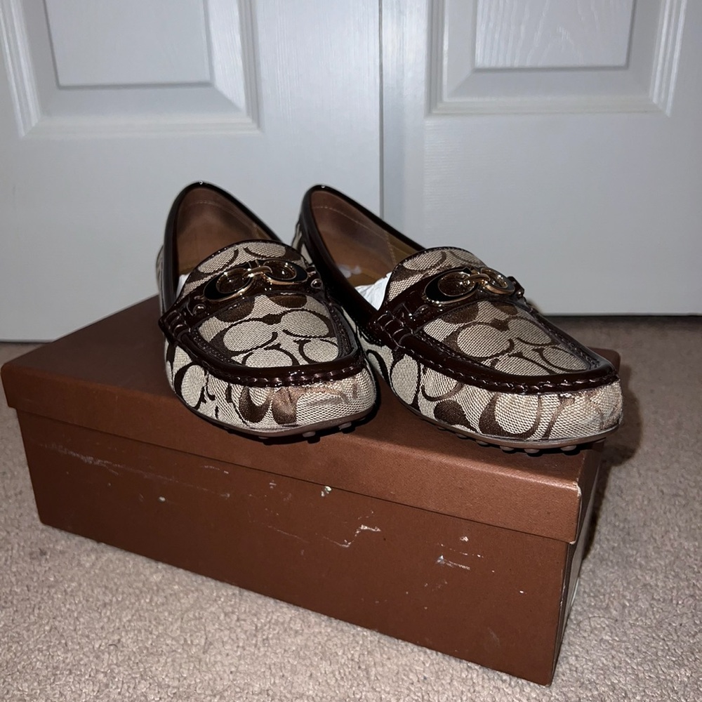 Coach Brown Leather Trim Loafers